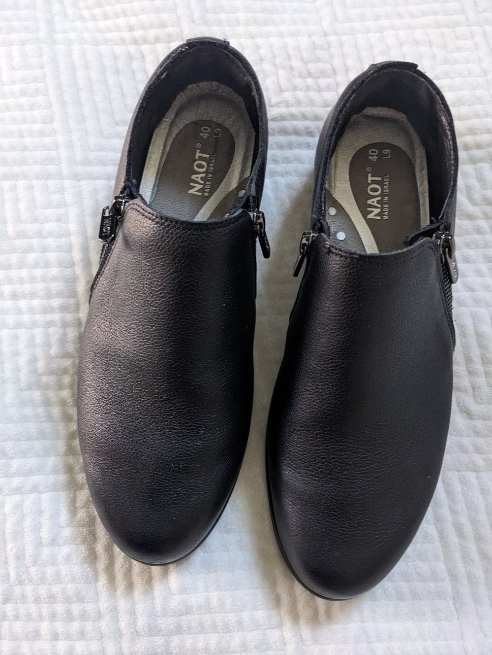 Naot Autan Size 40 US 9 Black Leather Comfort Slip-on Zipper Shoes Loafers